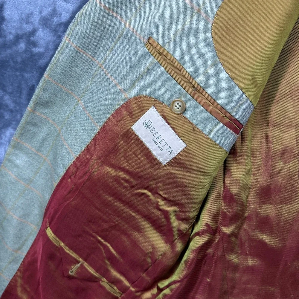 Beretta Sport Coat Mens 54 Plaid Ermenegildo Zegna Wool Blazer Italy